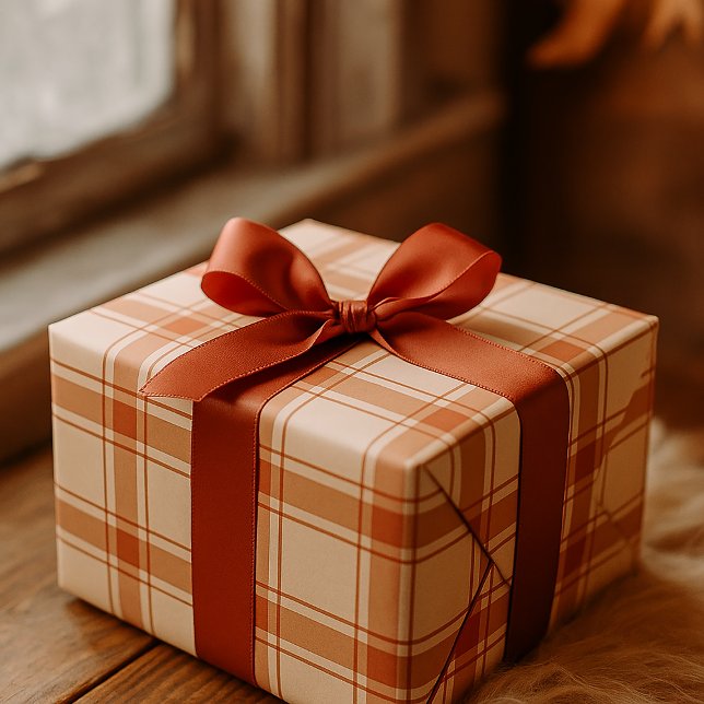 Rustikales Kariertes Gitter Nahtloses Fallmuster Geschenkpapier (Von Creator hochgeladen)