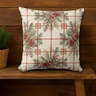 Rustikales Kariertes Pinecone-Muster Kissen