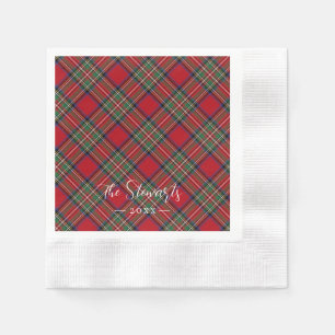 Rustikales Kariertes Red Green Stewart Tartan Pape Serviette