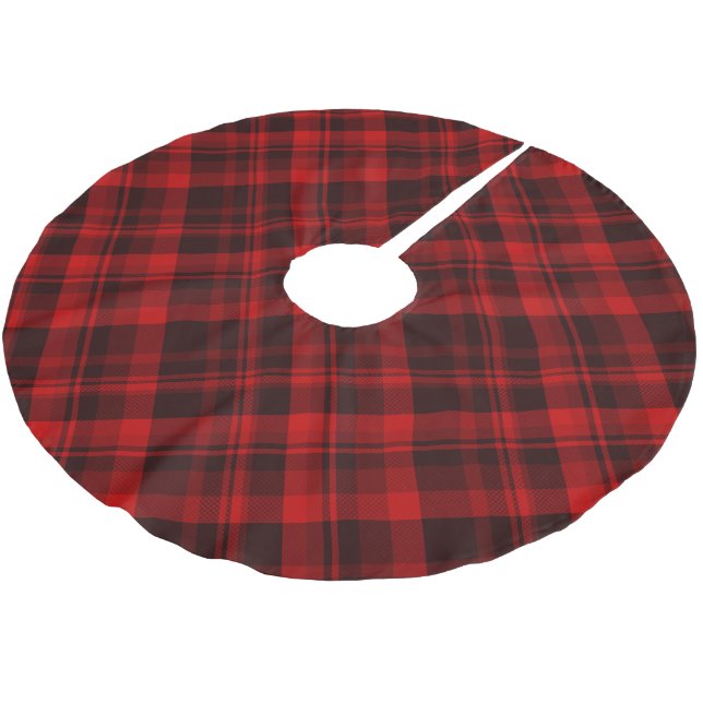 Rustikales Kariertes Tartan Polyester Weihnachtsbaumdecke (Schrägansicht)