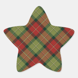 Rustikales Kariertes Weihnachtsmuster Stern-Aufkleber