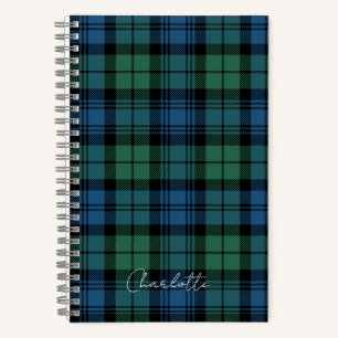 Rustikales Karo Campbell Grün Blau Tartan Notizbuch