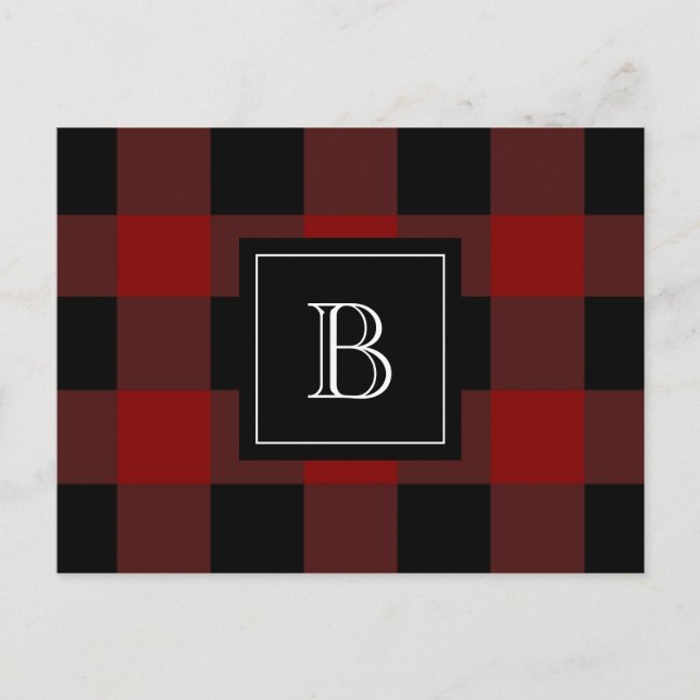 Rustikales Karo-Holzfäller-Monogramm Anfangsbuchst Postkarte (Vorderseite)