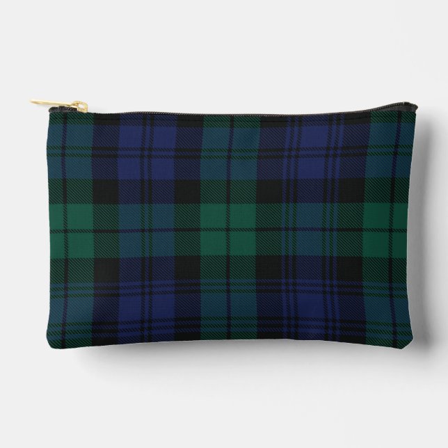 Rustikales Karo-Klassik Grün Tartan Zubehörtasche (Vorderseite)
