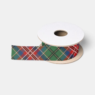 Rustikales Karo Rot Grün Elegantes Tartan Satinband