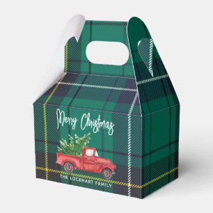 Rustikales Karo-Weihnachtsmotiv Vintage-Roter LKW Geschenkschachtel