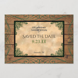 Rustikales keltisches Claddagh Save the Date Einladung