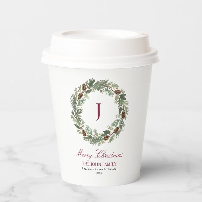 Rustikales Kieferfeuer Weihnachten Pappbecher (Vorderseite)