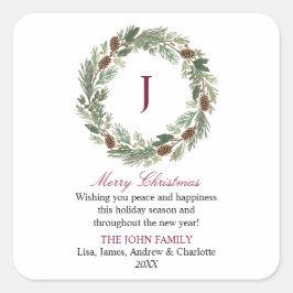 Rustikales Kieferfeuer Weihnachten Quadratischer Aufkleber