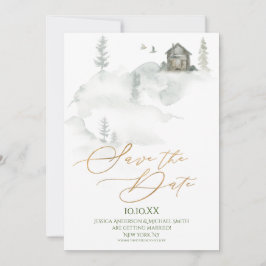 Rustikales Kiefernwald Wasserfarbe Einladung