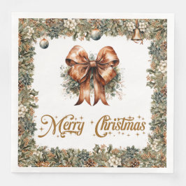 Rustikales Klassisches Weißgrün Weihnachtsband Serviette