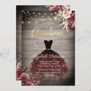 Rustikales Kleid, Tiara, Lichter Rose Holz Quincea Einladung
