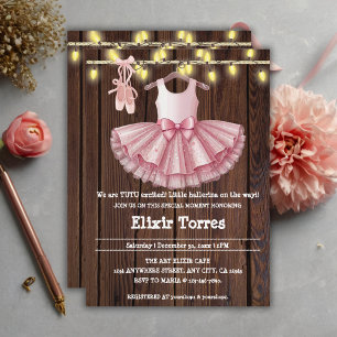 Rustikales kleines Ballerina-Tutu Glitter-Babypart Einladung