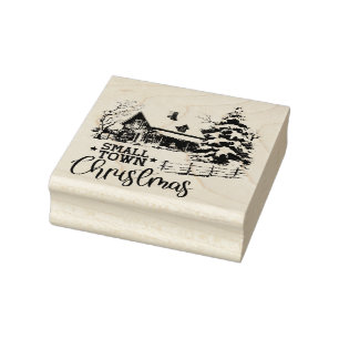 Rustikales Kleinstädter Weihnachtsbauernhaus Gummistempel