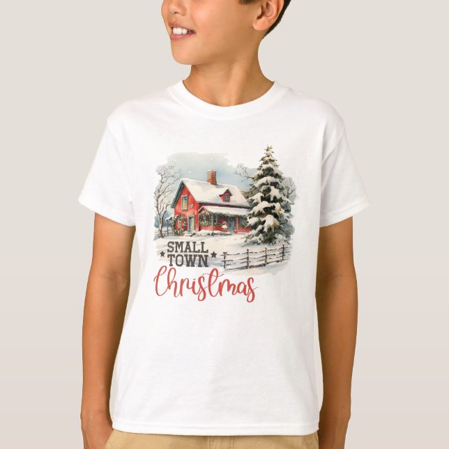 Rustikales Kleinstädter Weihnachtsbauernhof Kinder T-Shirt (Vorderseite)