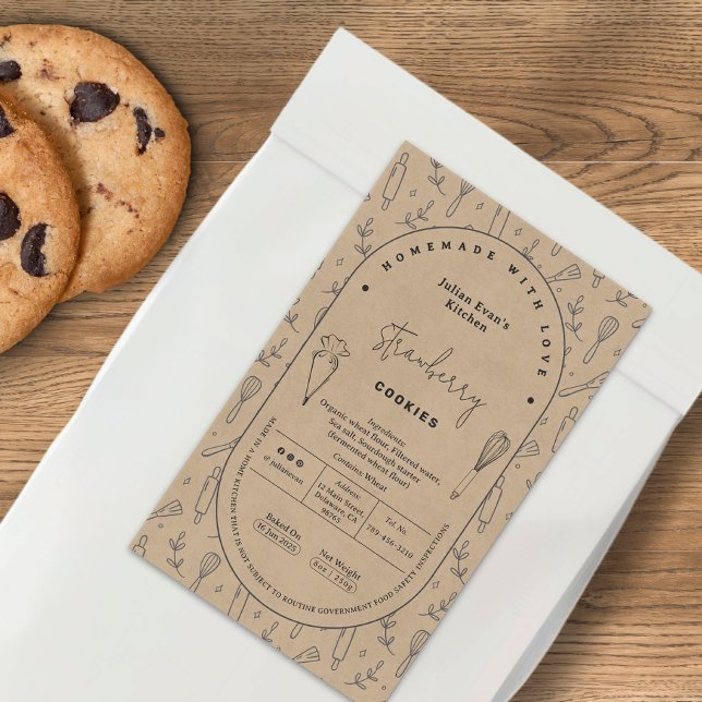 Rustikales Kochgeschirr Hütte Etikett Rechteckiger Aufkleber (Rustic Cooking Utensils Pastry Cottage Law Label)