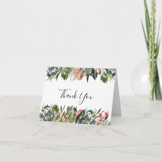 Rustikales Korallenblumenhochzeit Foto Danke Karte (Vorderseite)