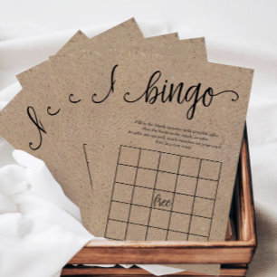 Rustikales Kraft Brautparty Bingo, Paper Game Card Flyer