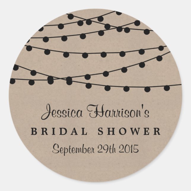 Rustikales Kraft-Brautparty Runder Aufkleber (Vorderseite)