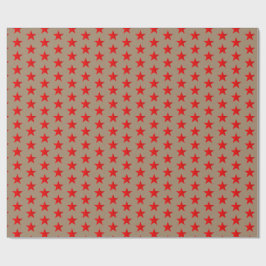 Rustikales Kraft-Bright Red Stars Wrapping Paper Geschenkpapier