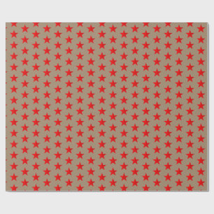 Rustikales Kraft-Bright Red Stars Wrapping Paper Geschenkpapier