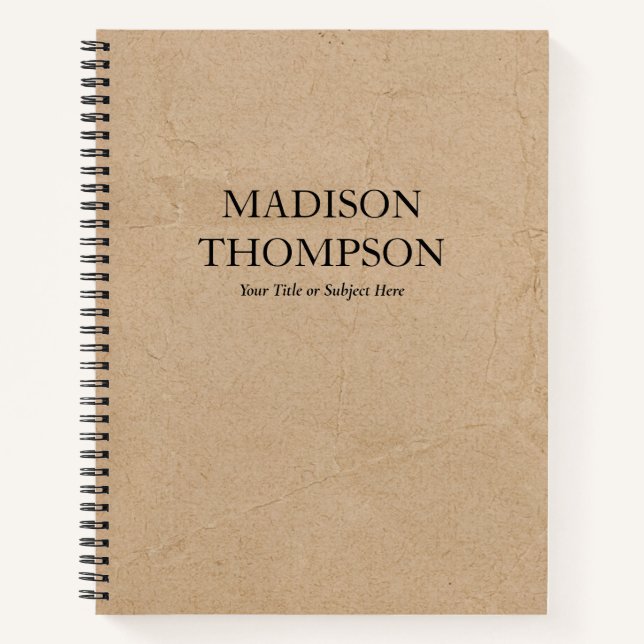 Rustikales Kraft Brown Paper Einfach Beruflich Notizbuch (Vorderseite)