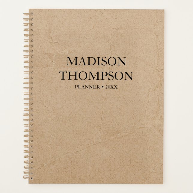 Rustikales Kraft Brown Paper Einfach Beruflich Planer (Vorderseite)