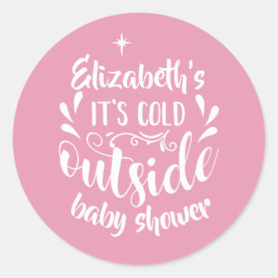 Rustikales Kraft Draußen ist es kalt Baby Shower/S Runder Aufkleber
