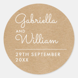 Rustikales Kraft Elegantes Schrift-Andenken Runder Aufkleber