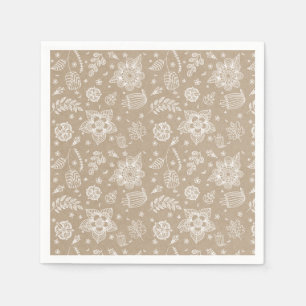 Rustikales Kraft Floral Oaster Paper Napkin Serviette