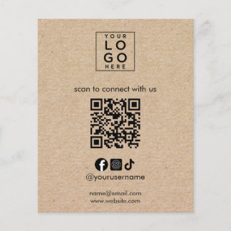 Rustikales Kraft Geschäft Social Media QR-Code-Log Flyer