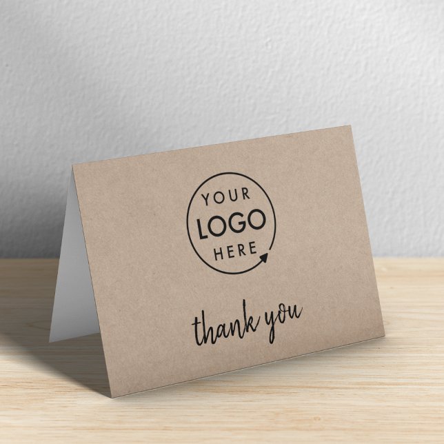 Rustikales Kraft-Logo | Business Corporate Modern Dankeskarte (A rustic kraft horizontal folded logo thank you card perfect for small business appreciation)
