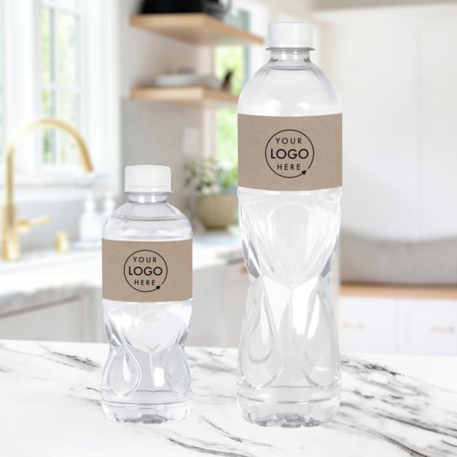 Rustikales Kraft-Logo | Business Corporate Modern Wasserflaschenetikett (Von Creator hochgeladen)