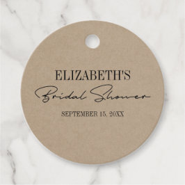 Rustikales Kraft Modernes Skript-Brautparty Geschenkanhänger