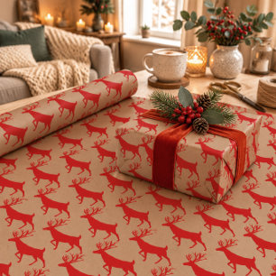 Rustikales Kraft Rotwild-Rentier-Wrap-Papier Geschenkpapier