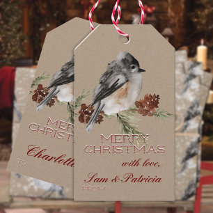 Rustikales Kraft-Sparrow-Bird-System Geschenkanhänger