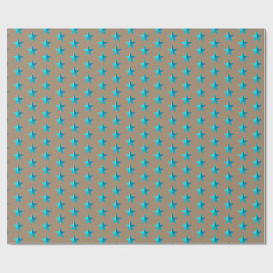Rustikales Kraft-Turquoise-Blau-Sterne-Geschenkpap Geschenkpapier