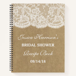 Rustikales Kraft- und Weißspitzen Brautparty Rezep Notizbuch