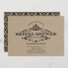 Rustikales Kraft-Vintag-Rahmen-Brautparty Einladung
