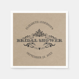 Rustikales Kraft-Vintag-Rahmen-Brautparty Serviette