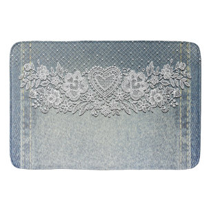 Rustikales Kraft- & White Lace Lacy Bauernhaus Badematte