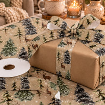 Rustikales Kraft Winterwald Fichtenkreuz Rehe