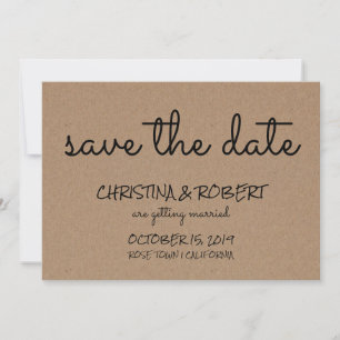 Rustikales Kraftpapier Einfache Save the Date Typo