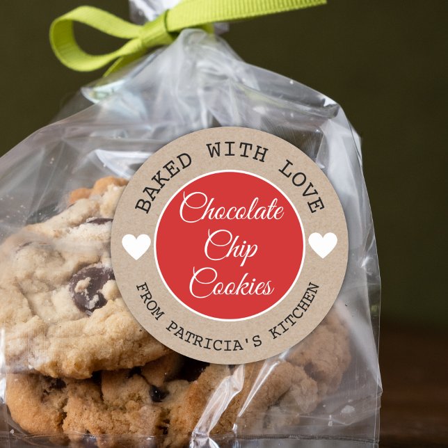 Rustikales Kraftpapier gebacken mit Liebe Choco Co Runder Aufkleber (Von Creator hochgeladen)