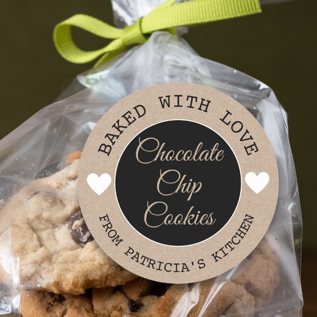 Rustikales Kraftpapier gebacken mit Liebe Choco Co Runder Aufkleber (Von Creator hochgeladen)