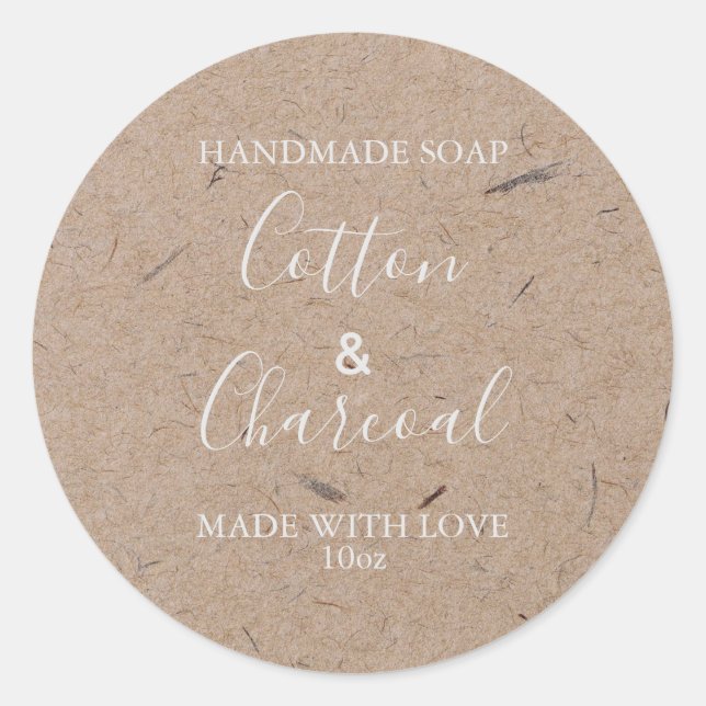 Rustikales Kraftpapier mit individueller Seifenken Runder Aufkleber (Vorderseite)