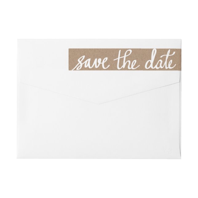 Rustikales Kraftpapier Save the Date Weißschrift (Rückseite)