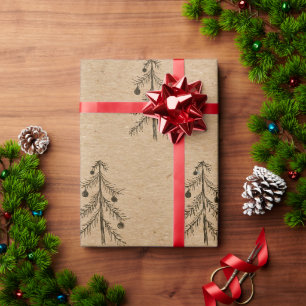 Rustikales Kraftpapier   Weihnachtsbaum Skizze Min Geschenkpapier