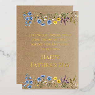 Rustikales Kraftpapier Wildblumen Vatertag Folien Feiertagskarte