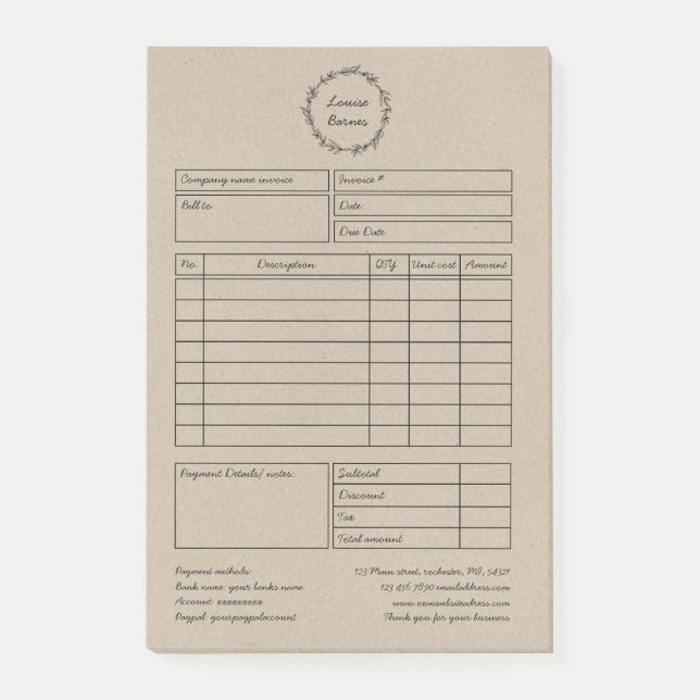 rustikales Kranzpapier Post-it Klebezettel (Vorderseite)